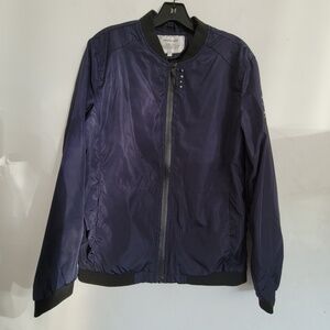 David.ANN Navy Blue Fighter Pilot Bomber Long Sleeve Full Zip Jacket Size Small